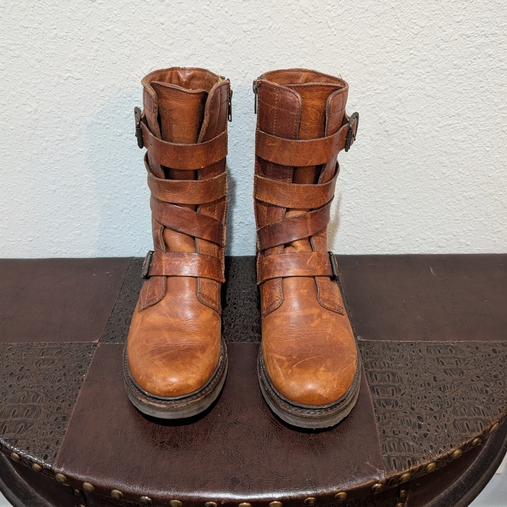 FRYE Veronica Tanker Combat Boot Brown Sz 8B - Picture 2 of 16